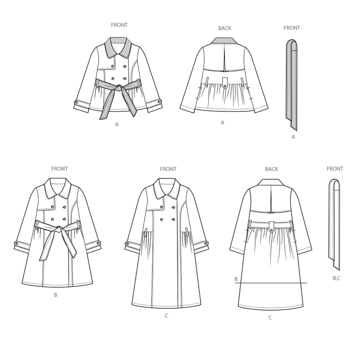 Simplicity sewing pattern 3114 Girls' Trench Coat in Three Lengths from Jaycotts Sewing Supplies