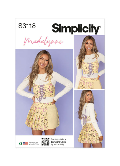 Simplicity pattern 3118 Cropped Corset and Skort by Madalynne, Madalynne Intimates from Jaycotts Sewing Supplies