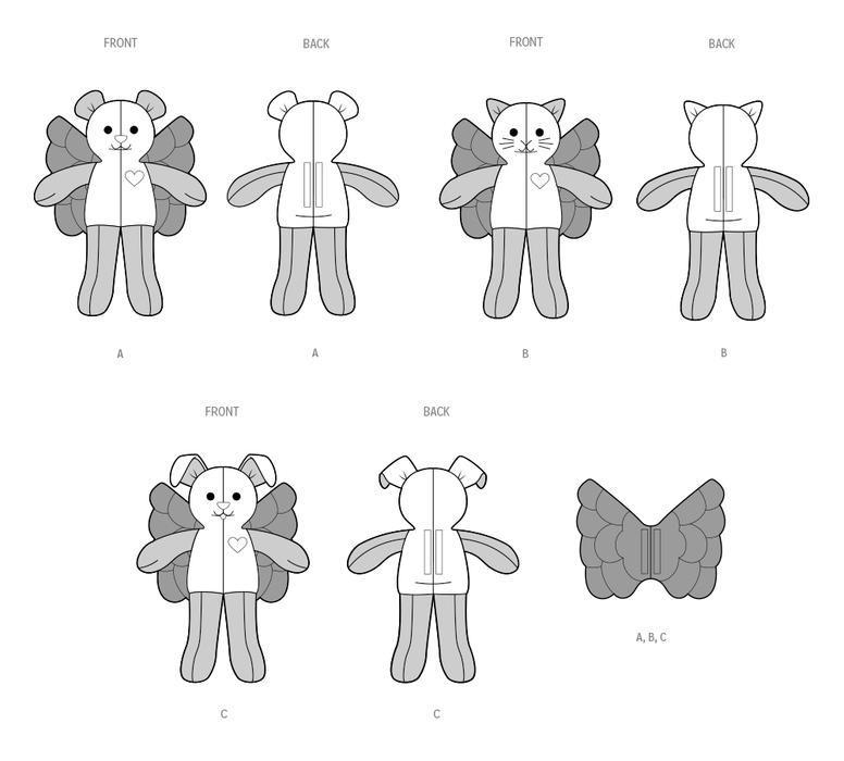 Simplicity sewing pattern 3122 Memory Plush Animals with Wings from Jaycotts Sewing Supplies