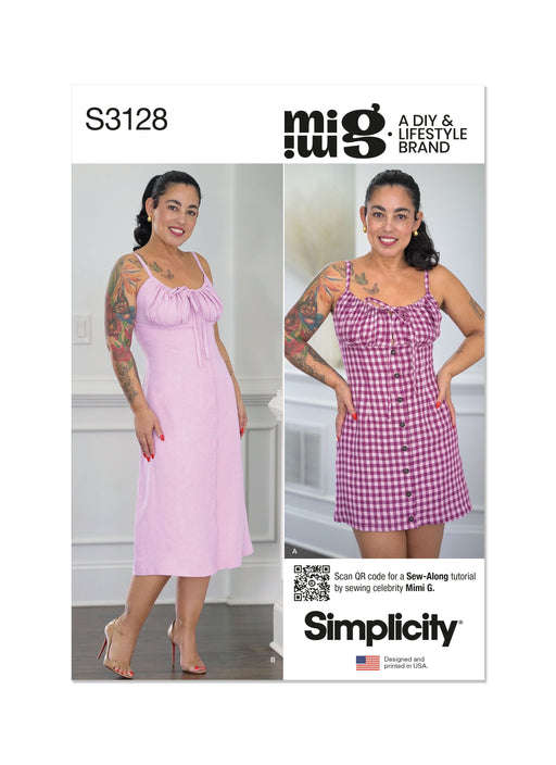 Simplicity Sewing Pattern S3128 Fitted dress in mini and midi length from Jaycotts Sewing Supplies
