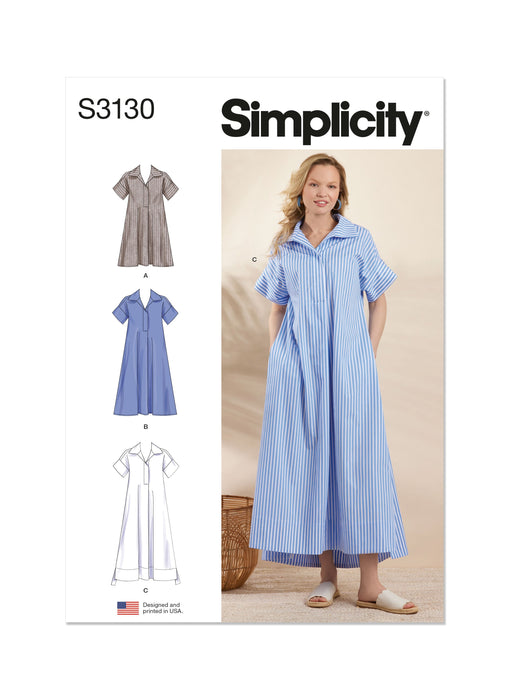 Simplicity Sewing Pattern S3130 Loose fitting Pullover Dress from Jaycotts Sewing Supplies