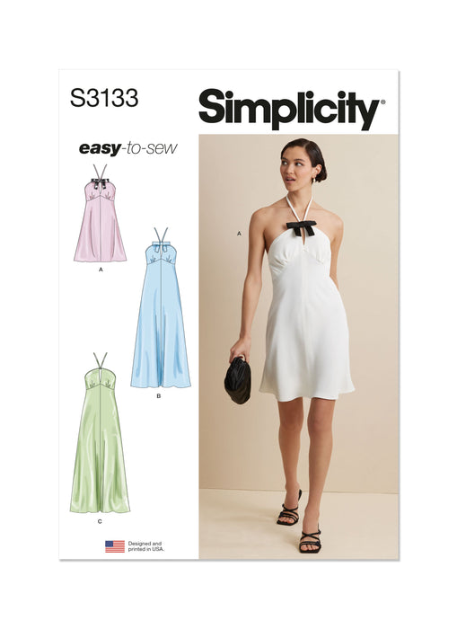 Simplicity Sewing Pattern 3133 Halter Dress in Two Lengths from Jaycotts Sewing Supplies