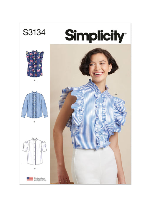 Simplicity Sewing Pattern 3134 Ruffled, Button-Front Top from Jaycotts Sewing Supplies