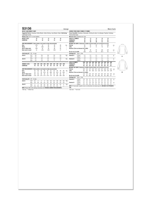 Simplicity Sewing Pattern 3136 Misses' \ Women's Button Up Shirt from Jaycotts Sewing Supplies