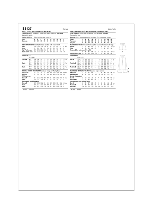 Simplicity Sewing Pattern 3137 Misses' Pleated Shorts and Trousers from Jaycotts Sewing Supplies