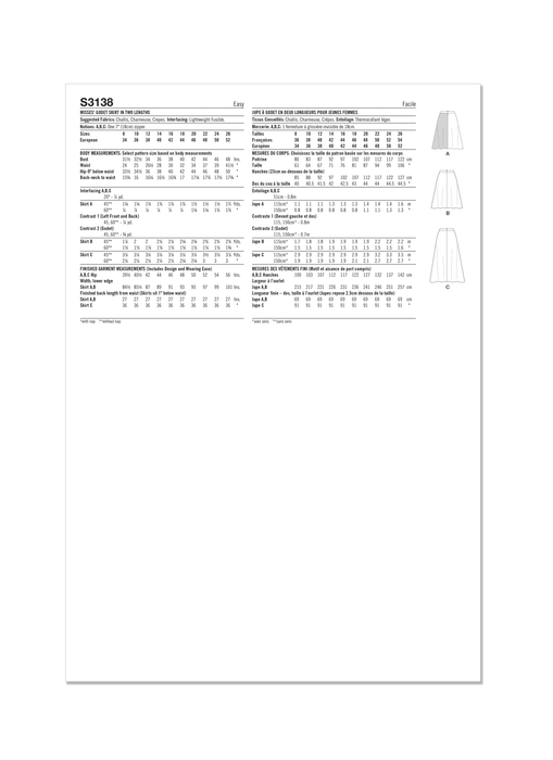 Simplicity Sewing Pattern S3138 Easy Sew Godet Skirt in Two Lengths from Jaycotts Sewing Supplies