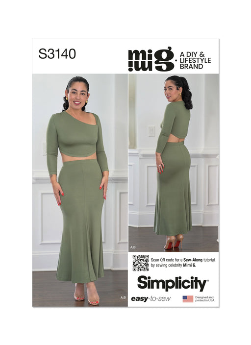 Simplicity Sewing Pattern 3140 Misses' Knit Top and Skirt by Mimi G Style from Jaycotts Sewing Supplies