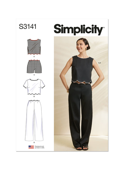 Simplicity Sewing Pattern 3141 Misses' Scalloped Tops, Shorts and Pants from Jaycotts Sewing Supplies