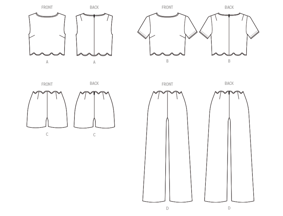 Simplicity Sewing Pattern 3141 Misses' Scalloped Tops, Shorts and Pants from Jaycotts Sewing Supplies