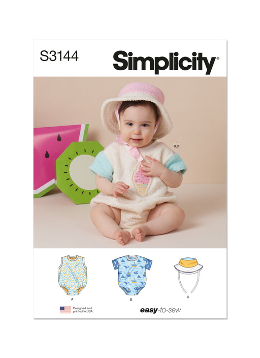 Simplicity Sewing Pattern 3144 Babies' Bodysuit and Bucket Hat from Jaycotts Sewing Supplies
