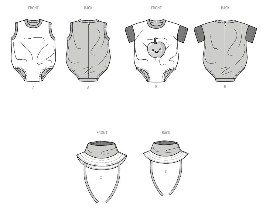 Simplicity Sewing Pattern 3144 Babies' Bodysuit and Bucket Hat from Jaycotts Sewing Supplies