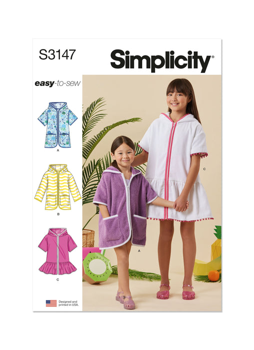 Simplicity Sewing Pattern 3147 Girls' Hooded Cover Up from Jaycotts Sewing Supplies