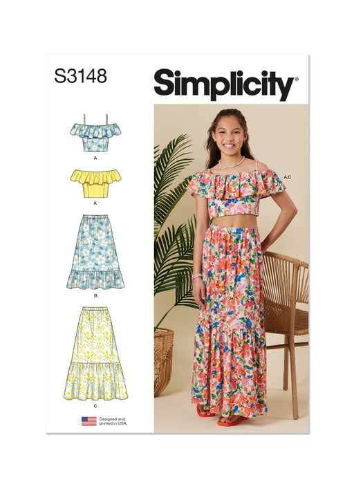 Simplicity Sewing Pattern 3148 Girls' Ruffle Top and Skirt from Jaycotts Sewing Supplies