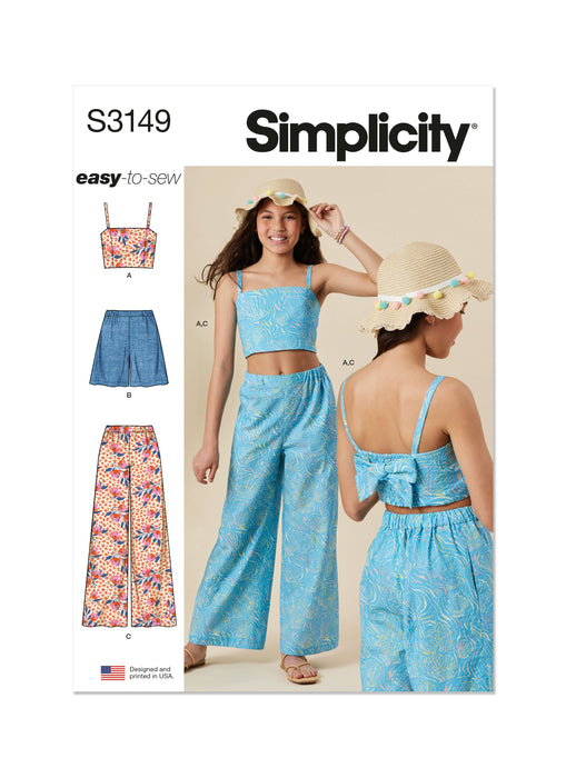 Simplicity Sewing Pattern 3149 Girls' Top, Shorts and Pants from Jaycotts Sewing Supplies