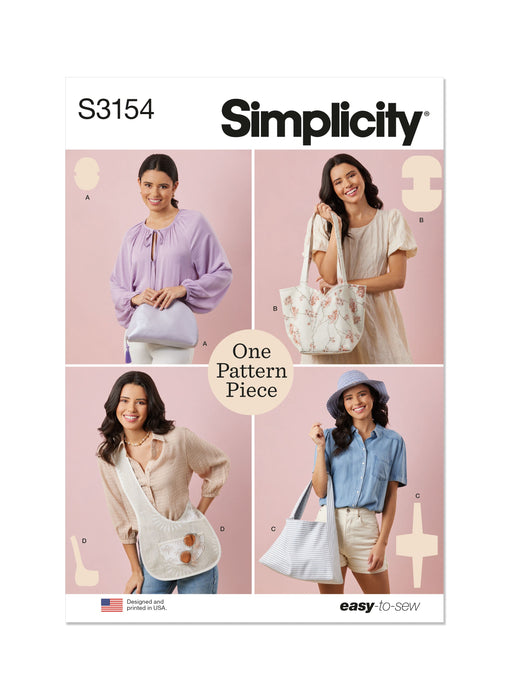 Simplicity Sewing Pattern 3154 One Pattern Piece Bags from Jaycotts Sewing Supplies
