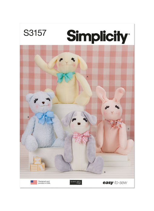 Simplicity Sewing Pattern 3157 Seated Plush Animals by Elaine Heigl Designs from Jaycotts Sewing Supplies