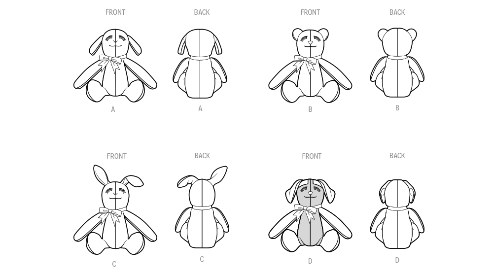 Simplicity Sewing Pattern 3157 Seated Plush Animals by Elaine Heigl Designs from Jaycotts Sewing Supplies