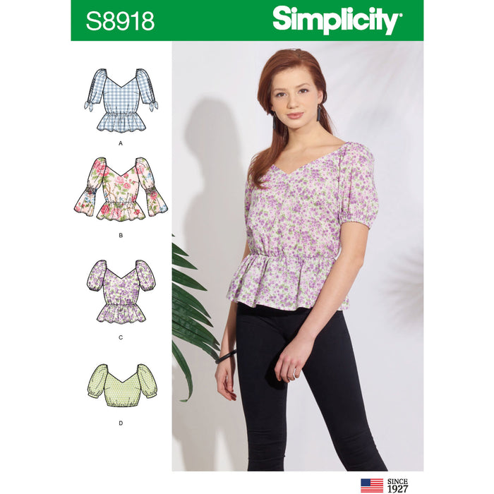 Simplicity Sewing Pattern 8918 Misses' Tops from Jaycotts Sewing Supplies