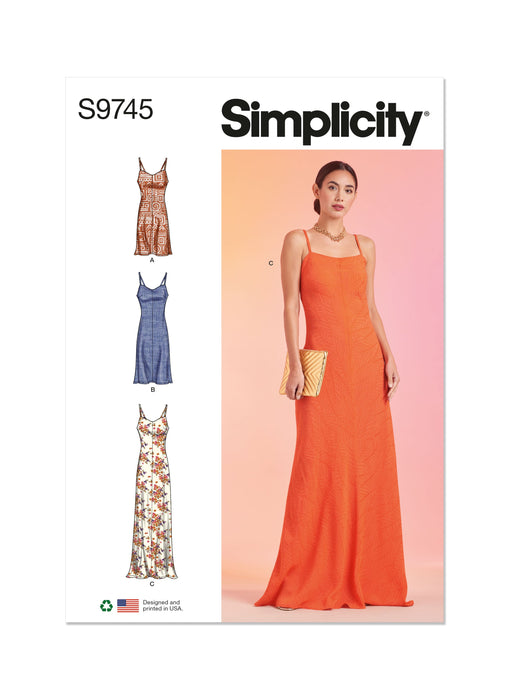 Simplicity 9745 sewing pattern Misses' Slip Dress in Three Lengths from Jaycotts Sewing Supplies