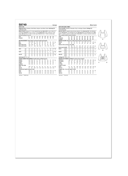 Simplicity 9749 sewing pattern Misses' Tops from Jaycotts Sewing Supplies