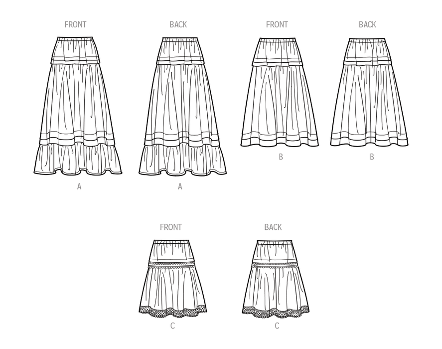 Simplicity 9750 sewing pattern Misses' Skirt in Three Lengths from Jaycotts Sewing Supplies