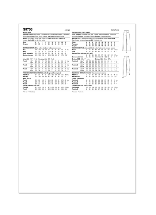 Simplicity 9753 sewing pattern Misses' Pants from Jaycotts Sewing Supplies