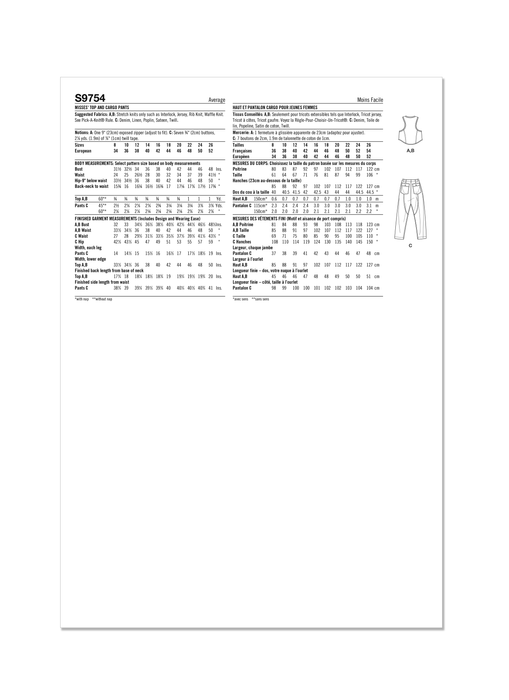 Simplicity 9754 sewing pattern Misses' Tops and Cargo Pants by Mimi G Style from Jaycotts Sewing Supplies