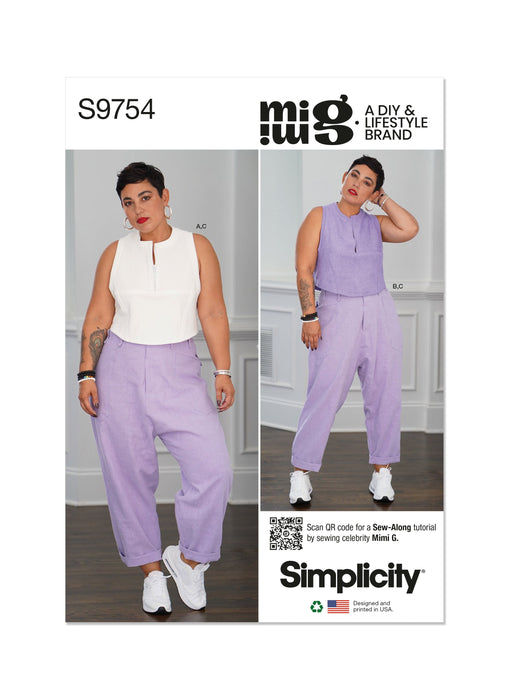 Simplicity 9754 sewing pattern Misses' Tops and Cargo Pants by Mimi G Style from Jaycotts Sewing Supplies