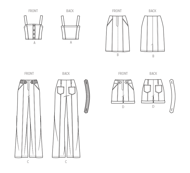 Simplicity 9755 sewing pattern Misses' Top, Skirt, Pants and Shorts from Jaycotts Sewing Supplies