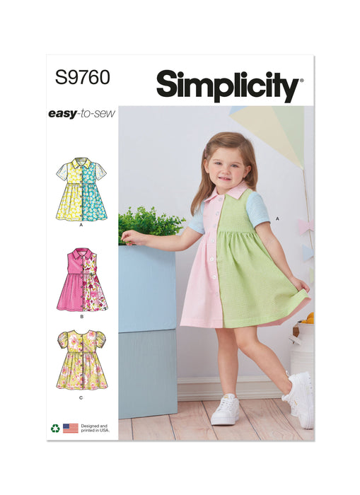 Simplicity 9760 sewing pattern Toddlers' Dress with Sleeve Variations from Jaycotts Sewing Supplies
