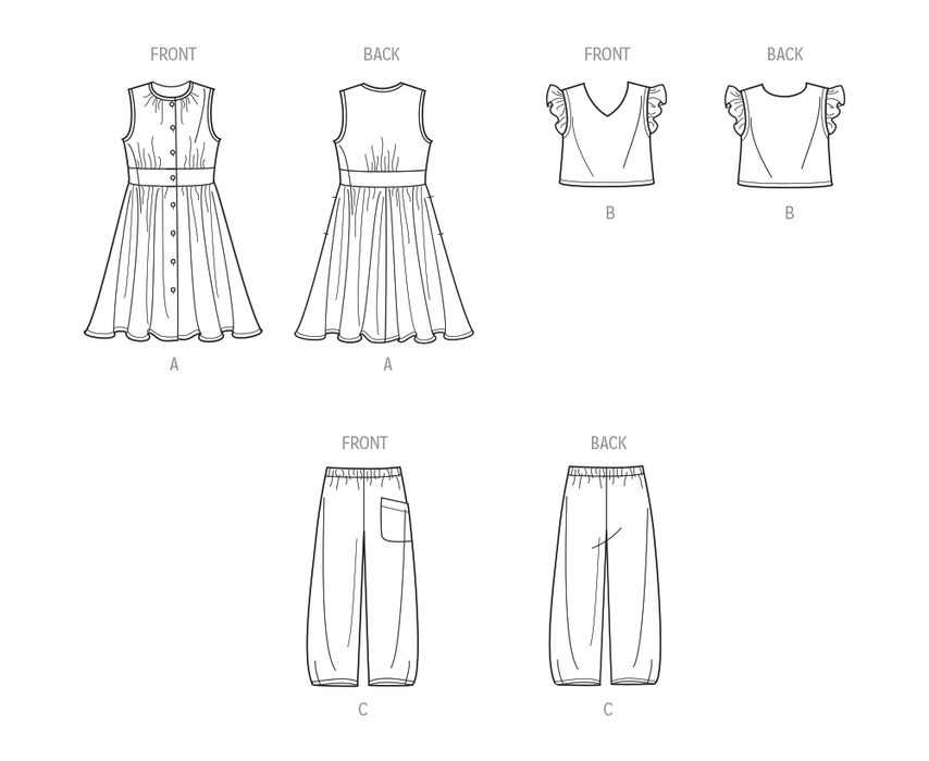 Simplicity 9761 sewing pattern Children's and Girls' Dress, Top and Pants from Jaycotts Sewing Supplies