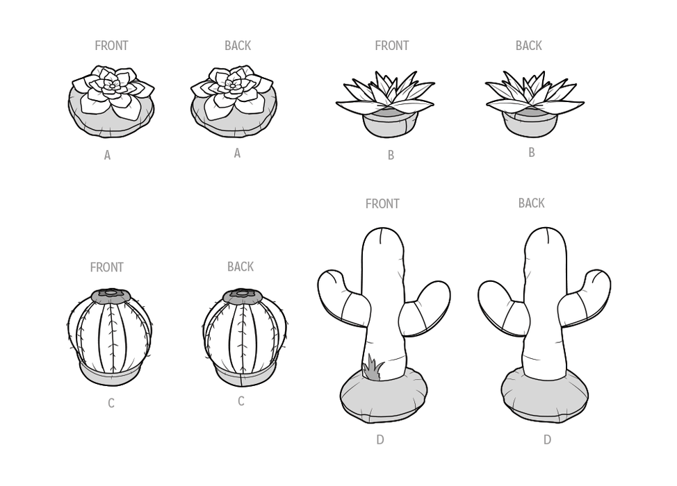 Simplicity 9772 sewing pattern Decorative Cactus Plush Pillows by Carla Reiss Design from Jaycotts Sewing Supplies