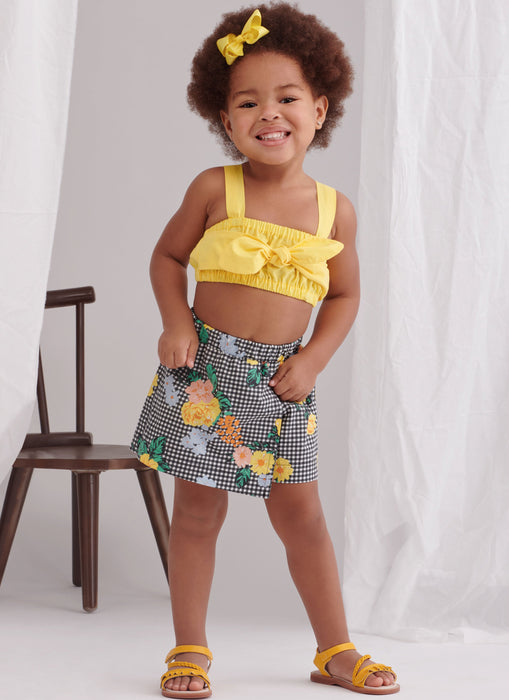 Simplicity sewing pattern 9797 Toddlers' Tops, Skort, Pants and Hat from Jaycotts Sewing Supplies
