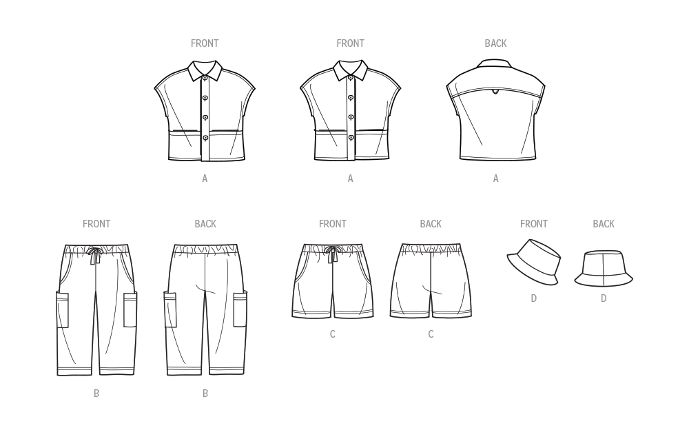 Simplicity sewing pattern 9798 Toddlers' Top, Pants, Shorts and Hat from Jaycotts Sewing Supplies