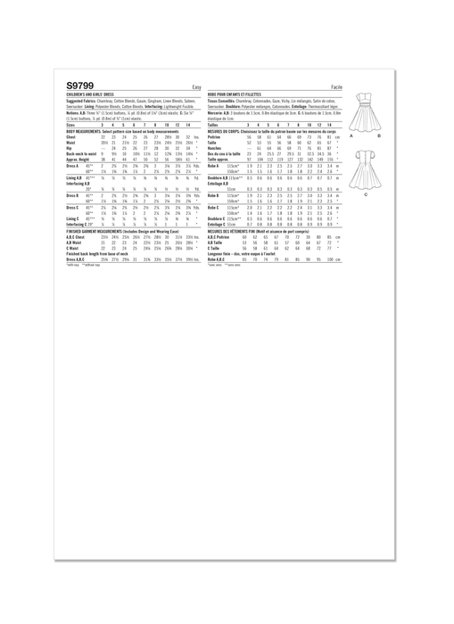 Simplicity sewing pattern 9799 Girls' Dresses from Jaycotts Sewing Supplies
