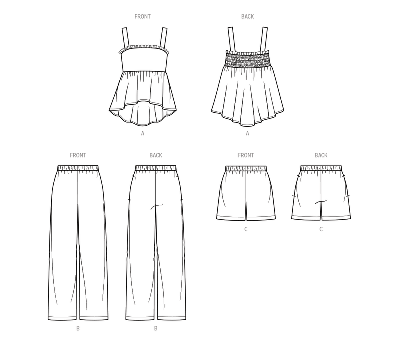 Simplicity sewing pattern 9800 Children's Top, Pants and Shorts from Jaycotts Sewing Supplies
