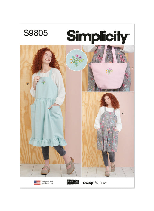 Simplicity sewing pattern 9805 Misses' Pinafore Aprons and Tote by Elaine Heigl Designs from Jaycotts Sewing Supplies