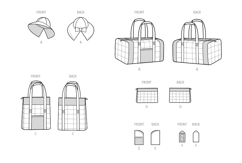 Simplicity sewing pattern 9814 Hat, Duffel, Tote, Cosmetic Case, Luggage Tag from Jaycotts Sewing Supplies