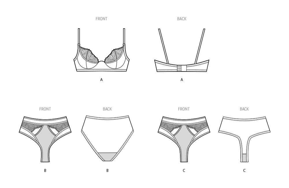 Simplicity sewing pattern 9833 Bra, Panty and Thong by Madalynne Intimates from Jaycotts Sewing Supplies