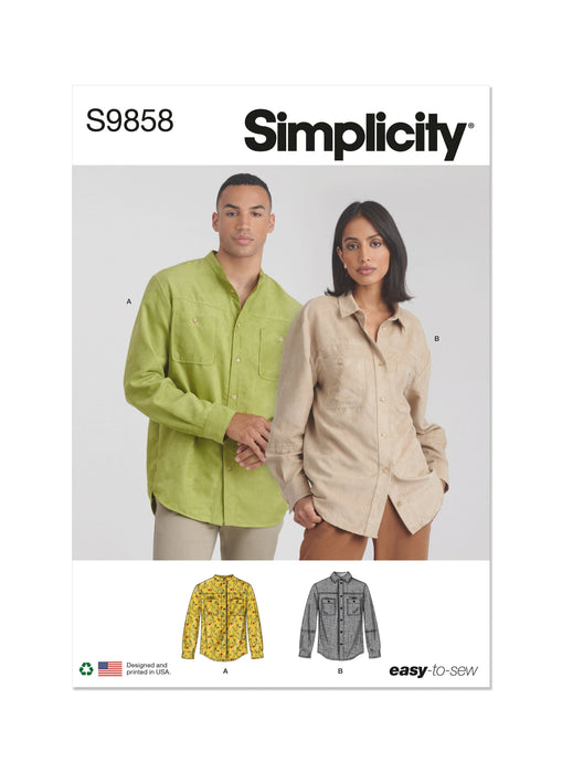 Simplicity Sewing Pattern 9858 Unisex Shirts from Jaycotts Sewing Supplies