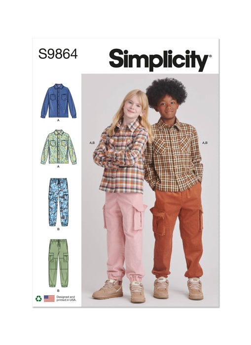 Simplicity Sewing Pattern 9864 Children's Shirt and Cargo Pants from Jaycotts Sewing Supplies