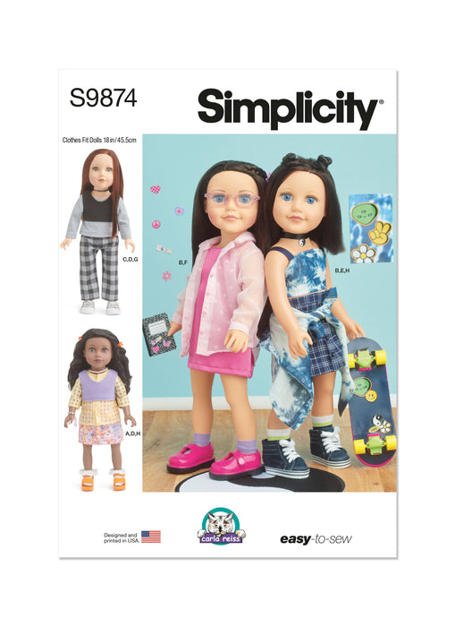 Simplicity Sewing Pattern 9874 18" Doll Clothes by Carla Reiss Design from Jaycotts Sewing Supplies