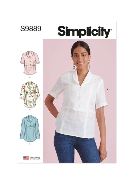 Simplicity Sewing Pattern 9889 Misses' Tops from Jaycotts Sewing Supplies