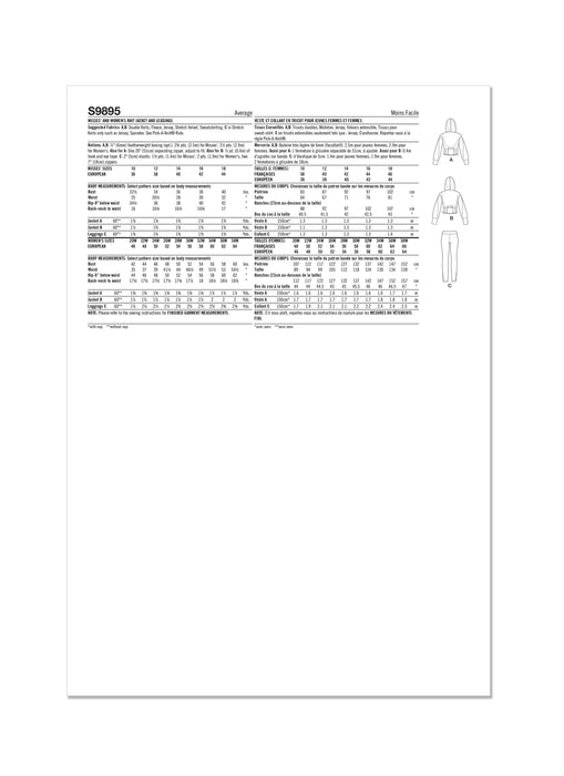 Simplicity Sewing Pattern 9895 Jacket and Knit Leggings from Jaycotts Sewing Supplies