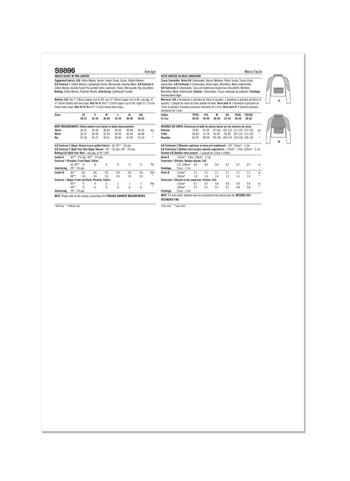 Simplicity Sewing Pattern 9896 Unisex Jacket In Two Lengths from Jaycotts Sewing Supplies