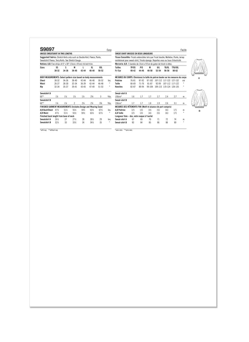 Simplicity Sewing Pattern 9897 Unisex Sweatshirt By Norris Danta Ford from Jaycotts Sewing Supplies