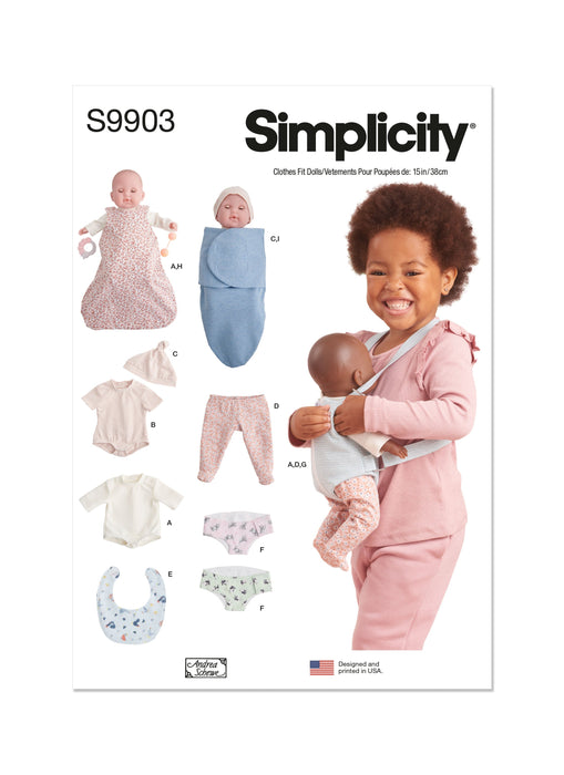 Simplicity Sewing Pattern 9903 15” Doll Clothes By Andrea Schewe Designs from Jaycotts Sewing Supplies