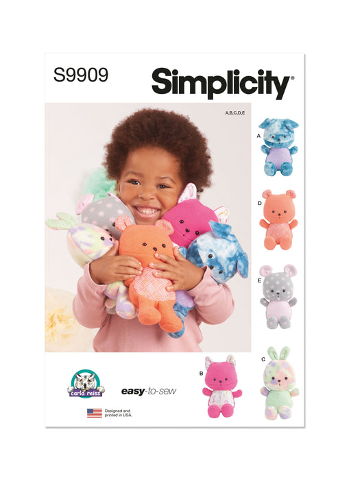Simplicity Sewing Pattern 9909 Plush Animals By Carla Reiss Design from Jaycotts Sewing Supplies