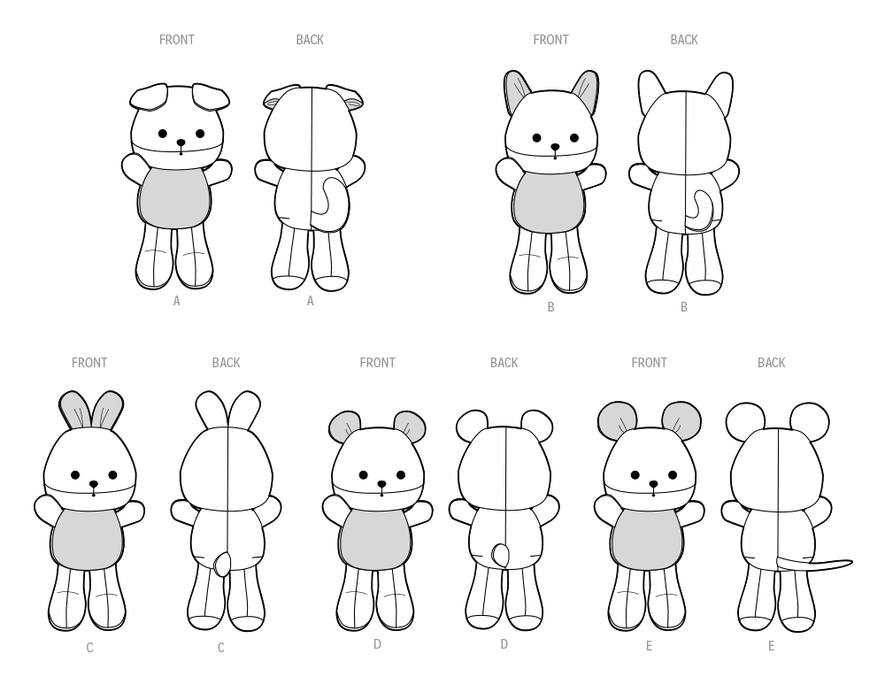 Simplicity Sewing Pattern 9909 Plush Animals By Carla Reiss Design from Jaycotts Sewing Supplies