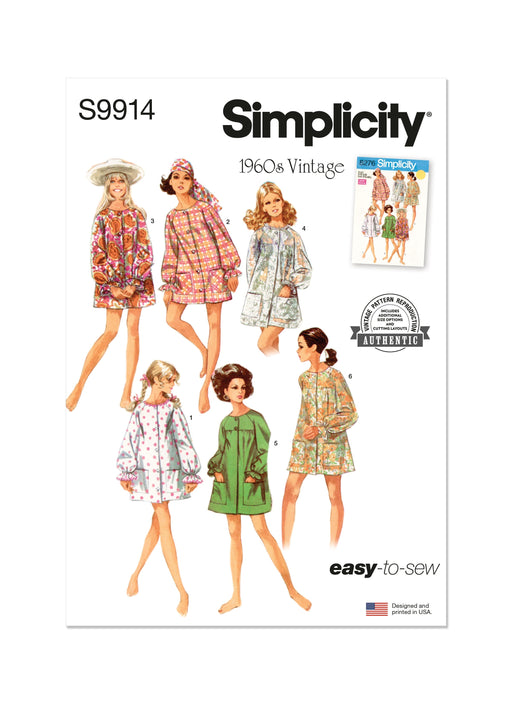 Simplicity Sewing Pattern 9914 for 1960's Beach Cover-Up and Robe from Jaycotts Sewing Supplies